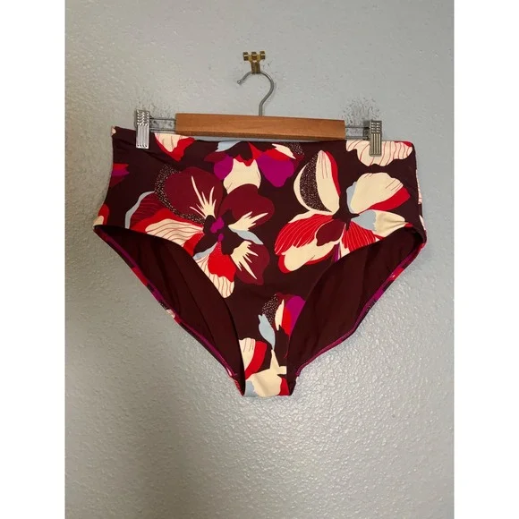 Athleta Clean Full Bikini Bottom Floral Size XL Quick Drying UPF50+ Recycled - Picture 2 of 5